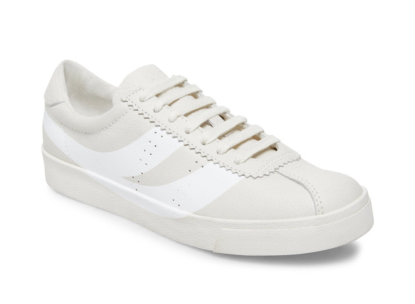 Superga White Sneakers Womens - 2843 Clubs Tumbled Leather U Logo - 714IJGXUK